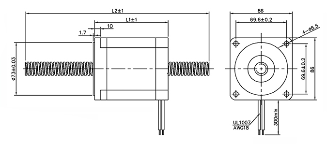 non captive lead screw stepper motor