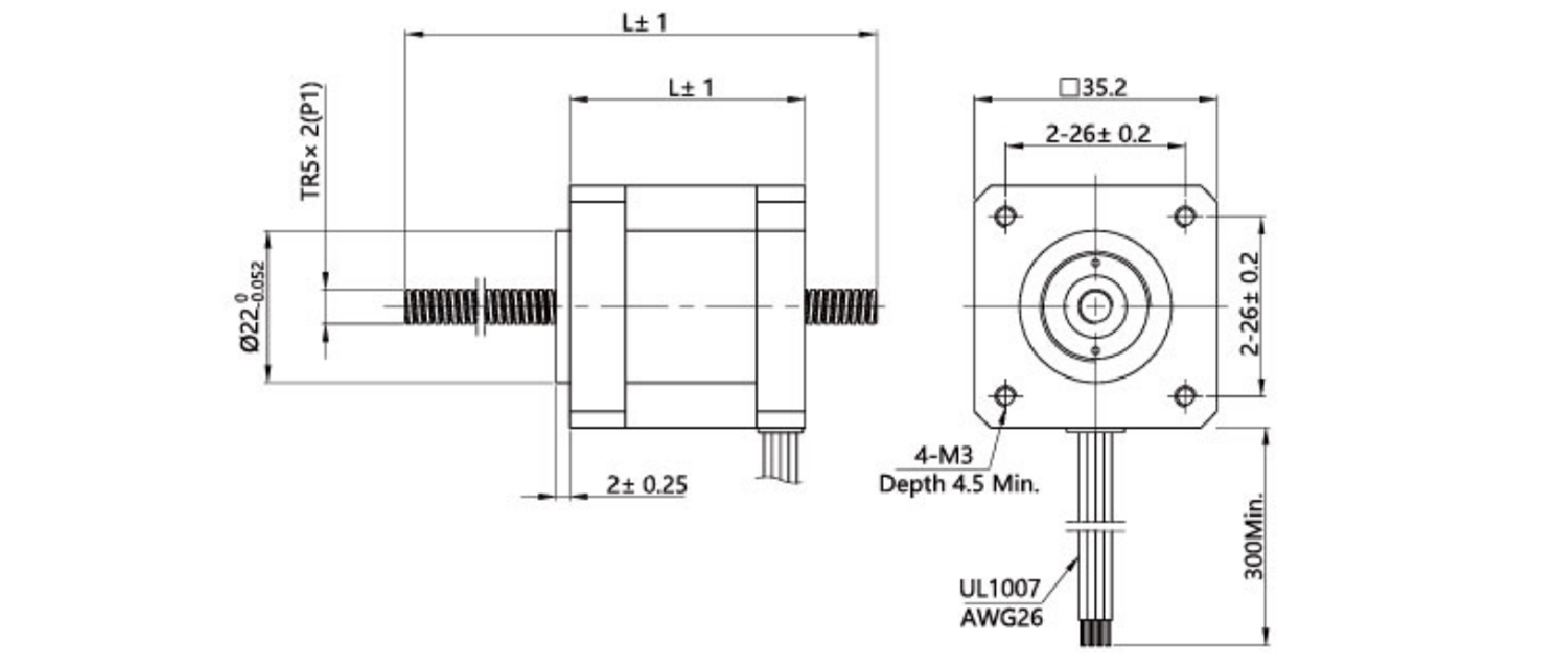 nema 14 linear stepper motor assembly